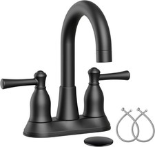 Matte Black Bathroom Faucet 4 inch Centerset Lead-Free fits 2 or 3 Hole