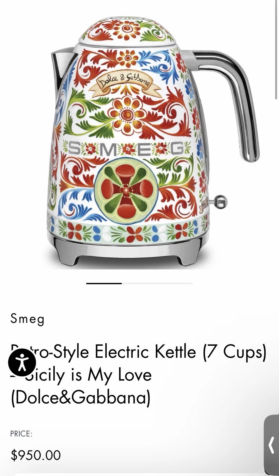 Smeg Retro-Style Electric Kettle Sicily is My Love Dolce&Gabbana