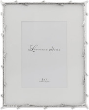 Elegant Silver Metal Frame with Branch Design, 8x10 Matted for 5x7 Photos