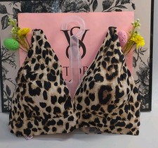 Victoria Secret Unlined Soft Wireless Lounge Bralette Bra XL Leopard