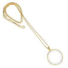 5X Magnifying Glass Necklace Monocle Glass Lens with Chain for Library Reading