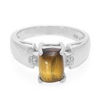Cavill Ring Damen Sterlingsilber 925 Tigerauge 1,99Ct WeißE Topase