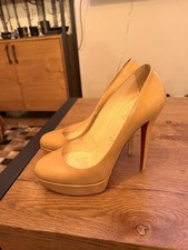 Christian Louboutin Women's High Heels Beige Patent Leather Size 38.5