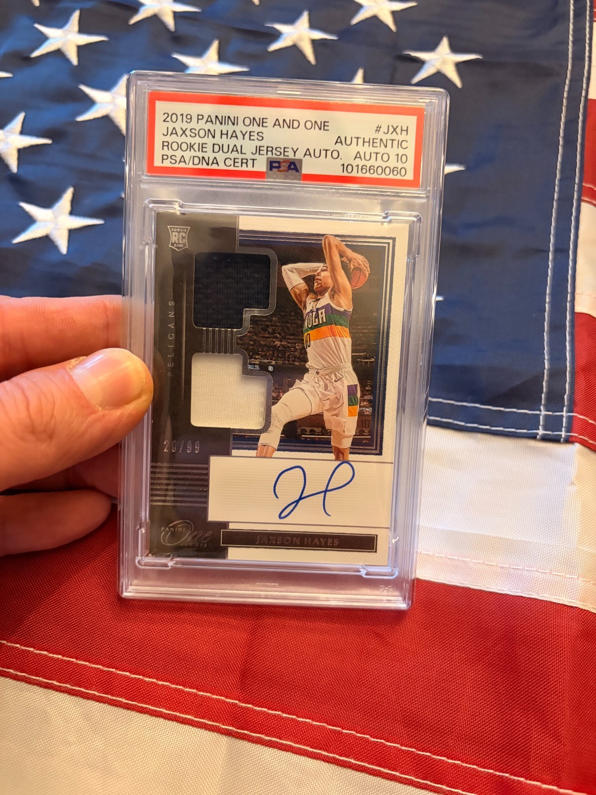 2019 PANINI ONE AND ONE RC DUAL JERSEY AUTO JAXSON HAYES ROOKIE PSA 10 POP 1