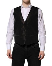 Dolce & Gabbana Dark Brown Dress Formal Men Waistcoat Men's Vest Authentic