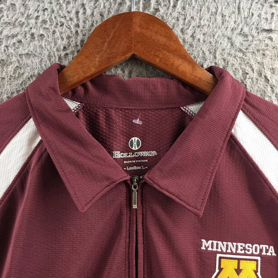 Polo Holloway Mujer Grande Borgoña Cuarto Cremallera Manga Corta Deportes NUEVO Foto 3 de 4