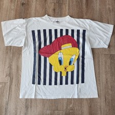 Vintage 90s Looney Tunes Tweety Big Face Tshirt Fits XL White