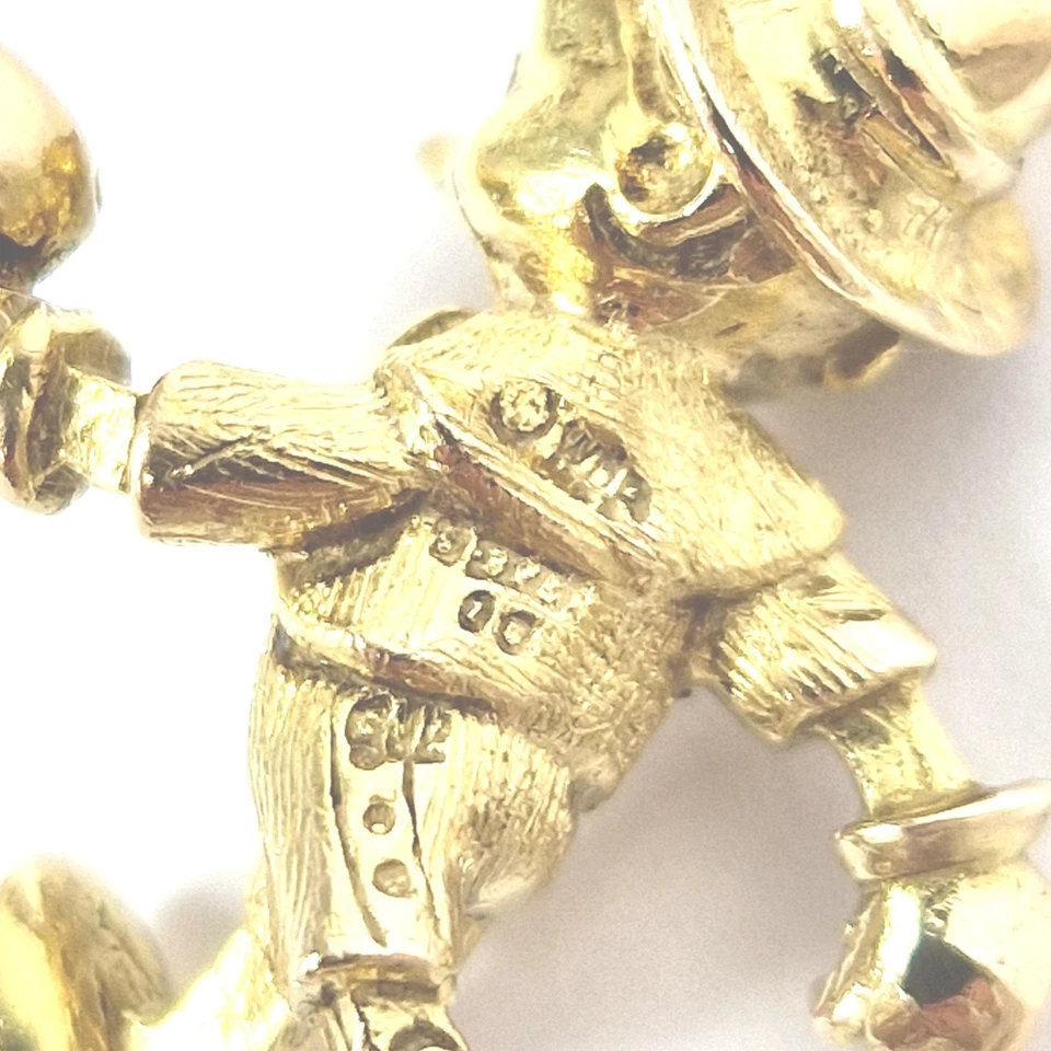 Colgante de oro de 9 quilates de Pinocho piedras rubí dije vintage con sello 28 mm de alto 6,7 g Foto 2 de 4