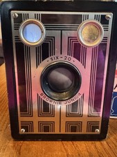 Vintage Kodak Six-20 Brownie Junior Black Box Camera with Case and Flashbulbs