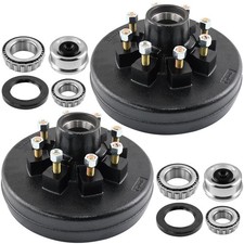 2pcs 12" x 2" Trailer Brake Hub Drum Kit 8 on 6.5" BC Cupped for 7000 lbs Axle