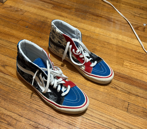 Vans SK8-HI Top Style Van Doren Customs Used Mens 10.5 Shoes Sneakers Old Skool