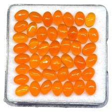Loose Gemstones Natural Orange Opal 50 Pcs 6x4mm Oval Cabochon Wholesale Lot