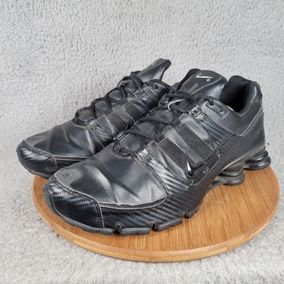 Nike Shox NZ Mens Triple Black Carbon Leather Running Shoes 322726-001 Size 12