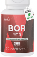Bor 3Mg - 365 Tabletten - Spurenelement Boron - Hochdosiert - Vegan