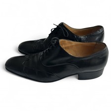 Gucci Made in Italy Black Leather Wingtip Oxford Dress Shoes Men EU 45 US 11.5