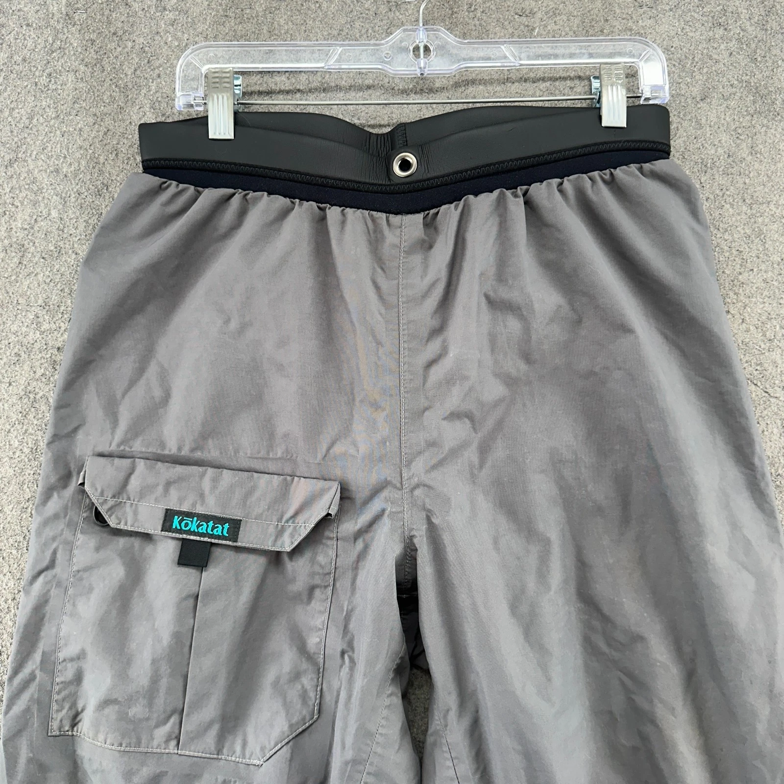 Kokatat Pants Mens 30x32 Gray Double Knee Cargo Nylon Paddling Rafting Gore-Tex