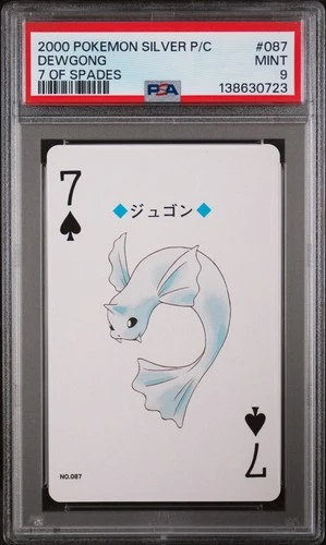 2000 POKEMON SILVER VERSION PLAYING CARDS 7 OF SPADES #087 DEWGONG PSA 9