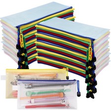 50pcs Mesh Zipper Pouch Bags, 5 Colors Pencil Pouch Bulk, 9.3 x 4.5 Inch Zipp...
