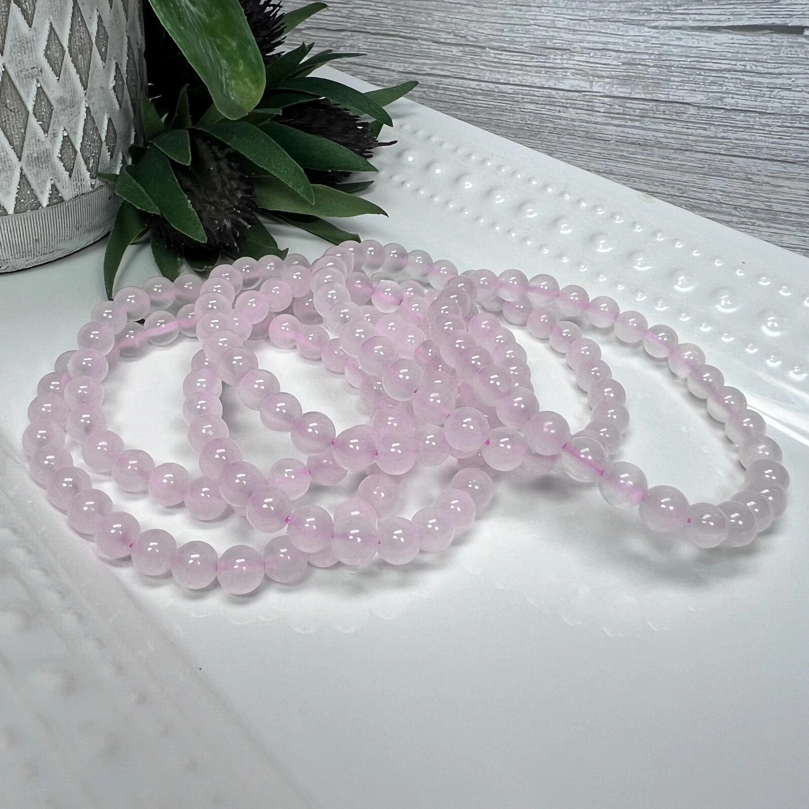 Pink Calcite Bracelet, Manganoan Calcite or Mangano Calcite, UV Reactive