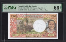 French Pacific Territories 1000 Francs ND(1996) P2i Uncirculated Grade 66