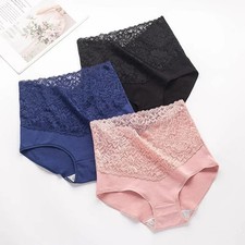 Women Lace High Waist Panties Seamless Slimming Cotton Breathable Underwear