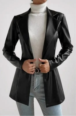 Star Collection Easy Rider Damen Schwarzer Leder Blazer Slim Fit Kurze Jacke - Bild 1 von 4