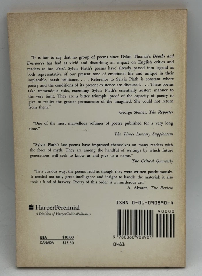 ARIEL poems by Sylvia Plath - 1965 Harper & Row Paperback VINTAGE - Image 2 of 4