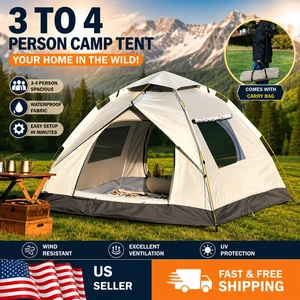 Tente 3-4 Person Pop Up imperméable Tente instantanée pour la randonnée en camping NEW