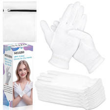 6 Pairs 100 Moisturizing Gloves for Dry Hands Overnight, 10 Pairs White Cotton