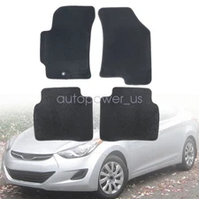 For 2011-15 Hyundai Elantra Front Rear Floor Mats Carpet Waterproof Black Velour