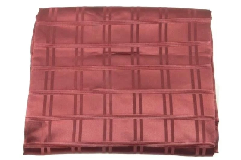 Burgundy Red Satin Tablecloth & 9 Matching Napkins Set, Checkered Plaid - Image 3 of 4