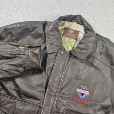 Handyman Club of America Leather Bomber Jacket Mens 2XL Brown Life Member Logo
