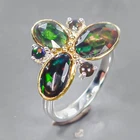 Jewellery Natural Black Opal Ring 925 Sterling Silver Size 7 /R441294