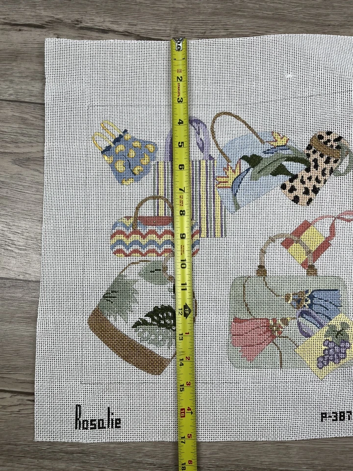 ROSALIE PETERS Handpainted Needlepoint Canvas Handbags Bags Pillow Design 13ct - Image 4 of 4