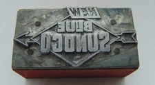 Printing Letterpress Printers Block New Blue Sunoco Gas Logo 