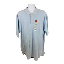 Hanes Super Soft Mens Polo Shirt Blue Short Sleeve Collared 100 Cotton XL New