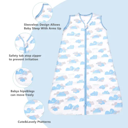 TILLYOU Sacco a pelo Cotone Coperta Indossabile Bambino per Neonato 0-24 M 2Pz - Foto 3 di 24