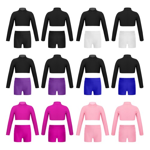 Kids Girls Sports Performance Outfit Athletic High Waist Shorts Storage Active - Picture 2 of 81