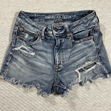 AMERICAN EAGLE Ne x t Level Stretch FRAYED WOMEN'S Size 6 DENIM CASUAL SHORTS