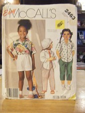 McCall's 2463 Girl's Shirt, Pants Shorts Pattern - Size 5 Chest 24 Waist 21.5