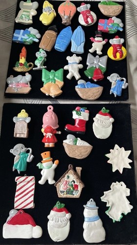34 Adornos de árbol de Navidad vintage hechos a mano de cerámica pintados a mano - Imagen 14 de 18