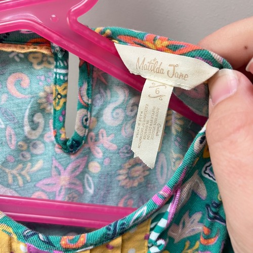 Matilda Jane Make Believe To The Castle Floral Green Dress Girls Sz 6 - Picture 2 of 5