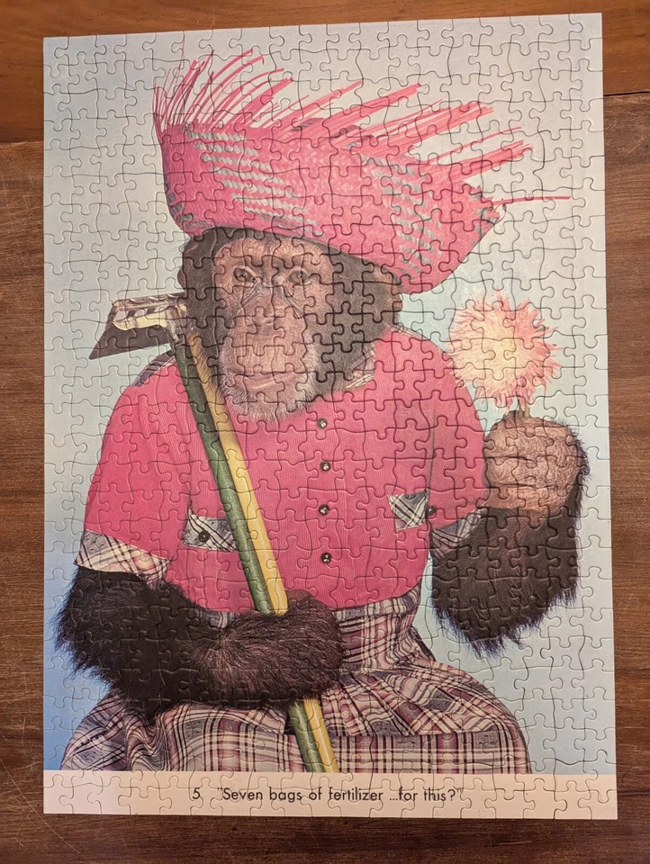 Milton Bradley 1960s CHIMP CHAT Gardening 500 Piece JIGSAW PUZZLE COMPLETE #4086 - Image 2 of 4