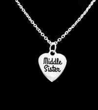 Middle Sister Necklace Heart Sisters Gift Mother's Day Charm Jewelry