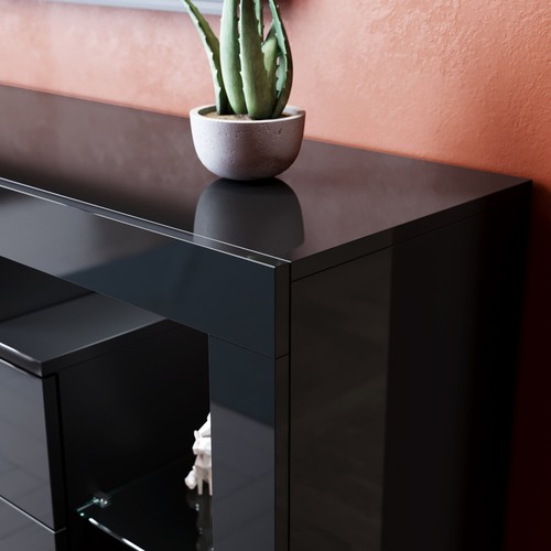 TV Cabinet Black TV stand Entertainment Unit RGB Gloss Furniture with drawers - Picture 11 of 12