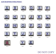 Italian Charms Purple Letters A-Z Italian Modular Charm Links for your Bracelet