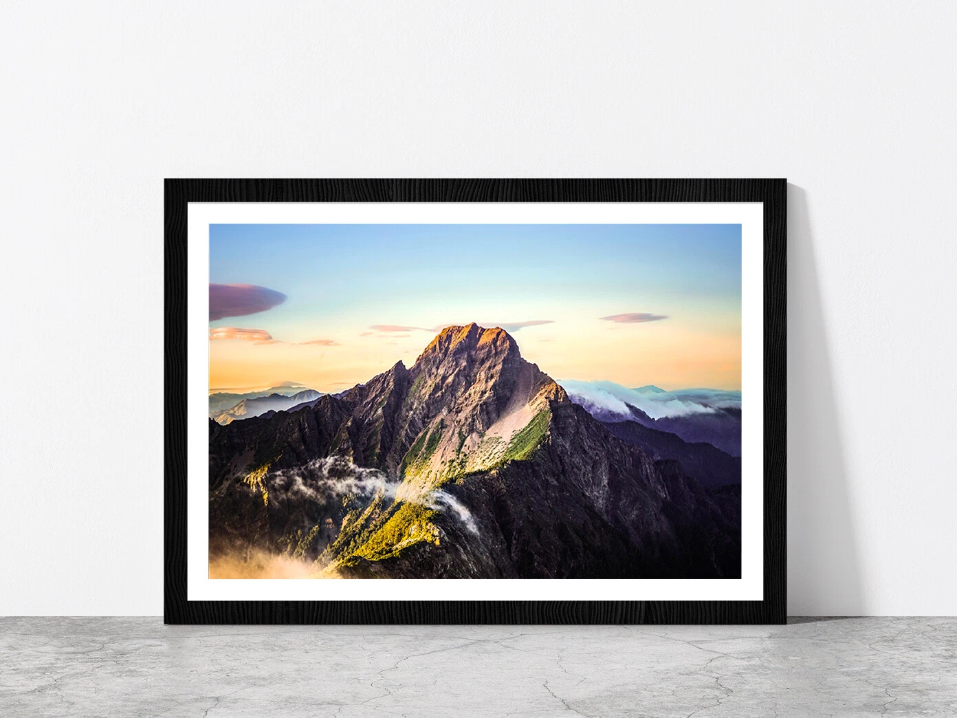 Sunrise Over The Mountains Taiwan Glass Framed Wall Art  Ready to Hang
