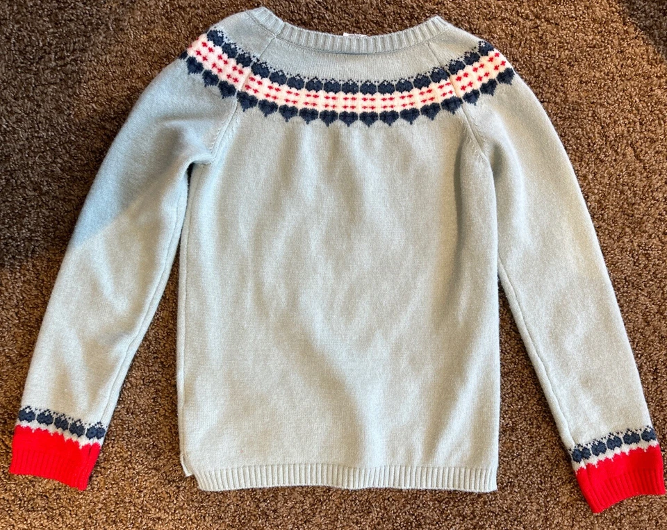 Suéter para niñas Deux Par Deux talla 10 azul con patrón Fair Isle vacaciones suave Foto 4 de 4