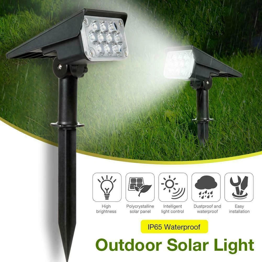 T SUN 1 2 4 Pack 20LED Adjustable Solar Powered Spotlight Solar Garden Lights