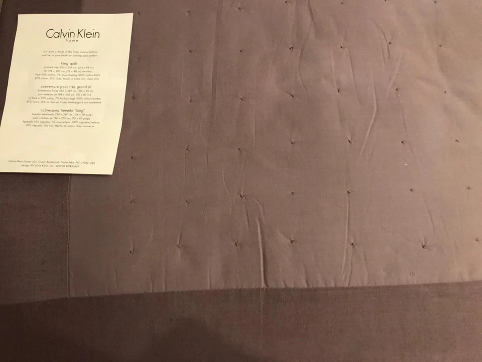 Calvin Klein Algodón Lino Punto King Edredón Cobertor Glicinia Nuevo Foto 4 de 4